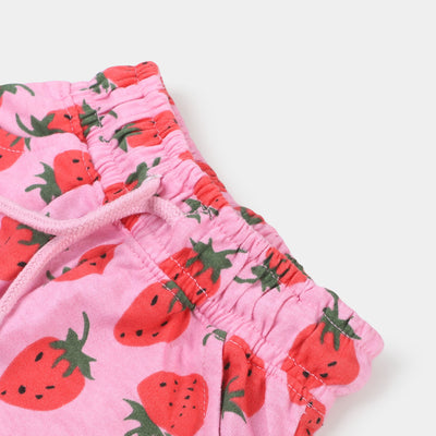 Infant Girls Knitted Terry Short Strawberry - Pink