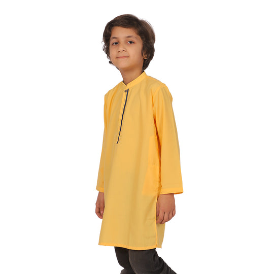 Boys Kurta Placket - Yellow