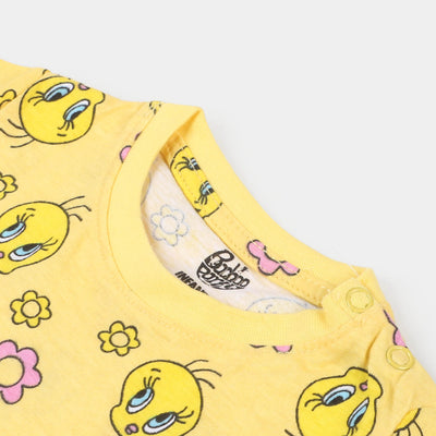 Infant Girls Cotton T-Shirt Character- Yellow