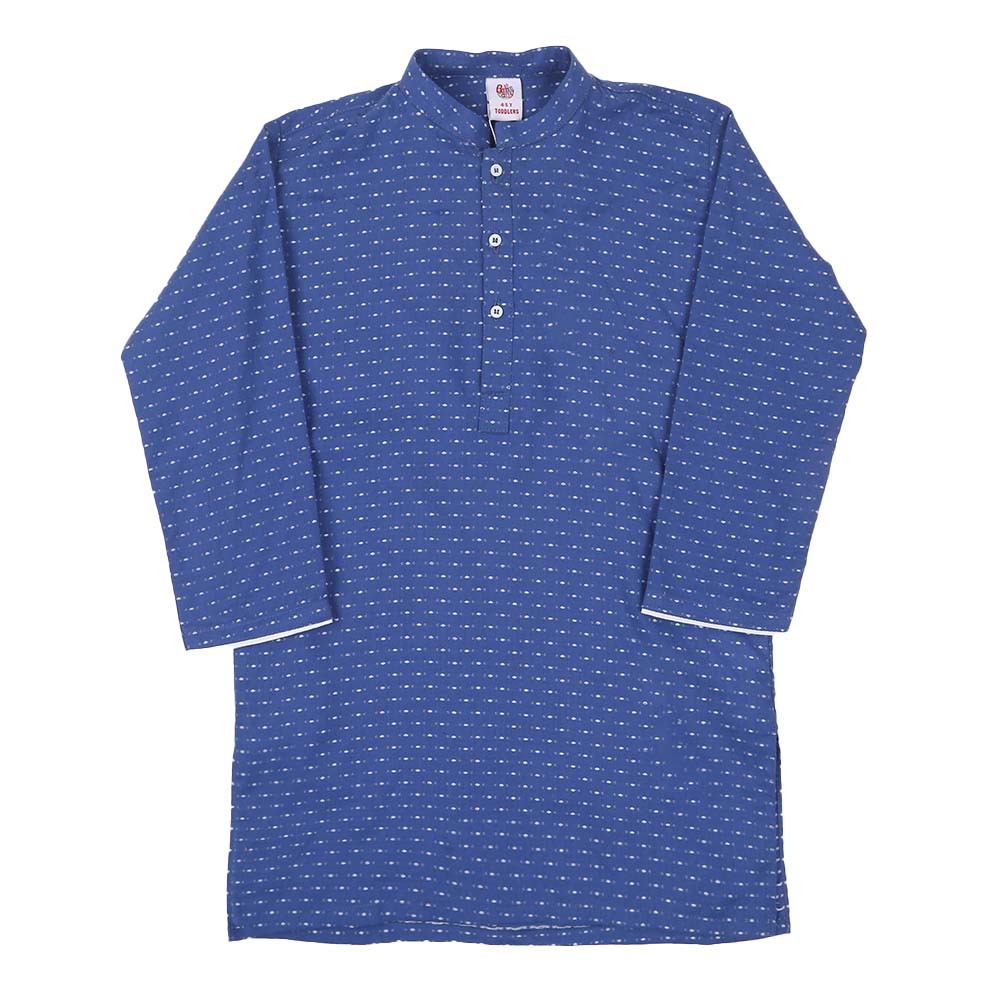 Boys Kurta White Dots - Blue