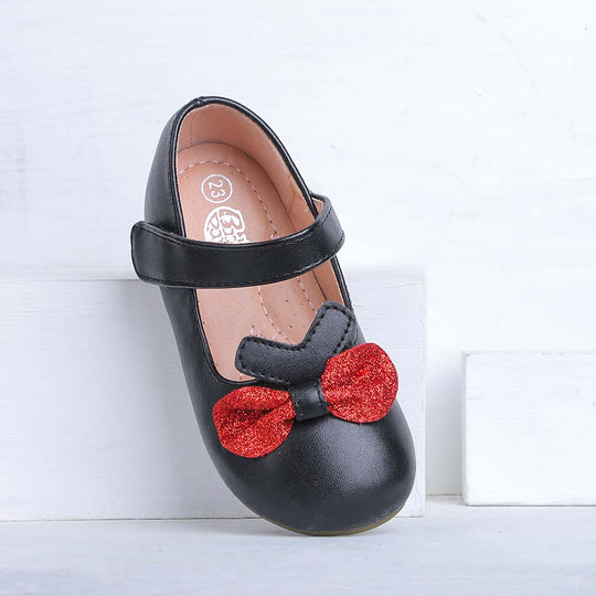 Fancy Glitter Bow Pump For Girls - Black