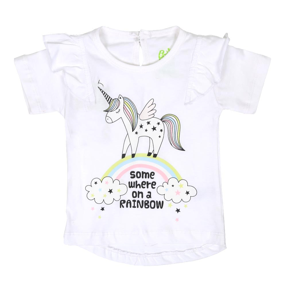 Infant Girls T-Shirt Rainbow - White