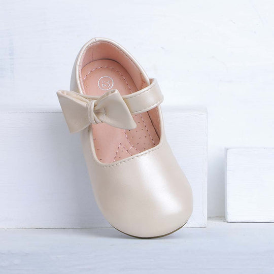 Fancy Bow Pumps For Girls - Beige