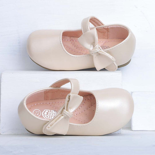 Fancy Bow Pumps For Girls - Beige