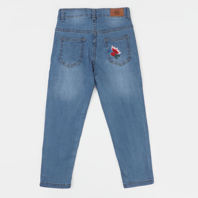 Girls Denim Pant Petals - LIGHT BLUE