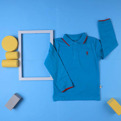 Basic Polo Shirt For Boys - Teal Blue