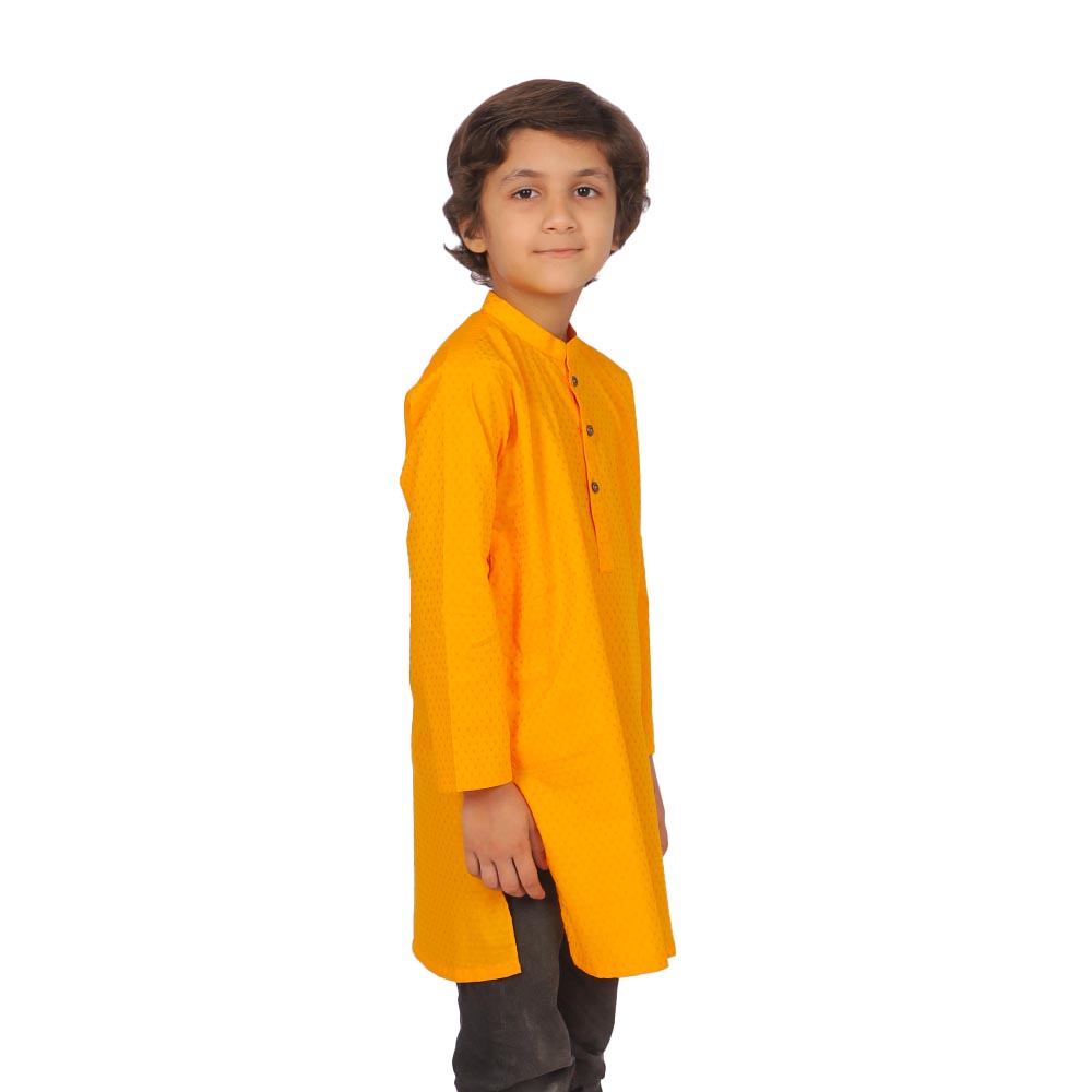 Boys Basic Kurta Jacquard - Yellow