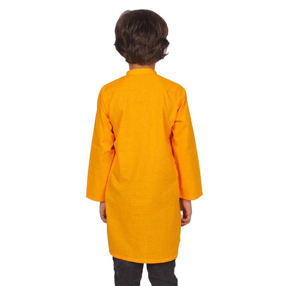 Boys Basic Kurta Jacquard - Yellow