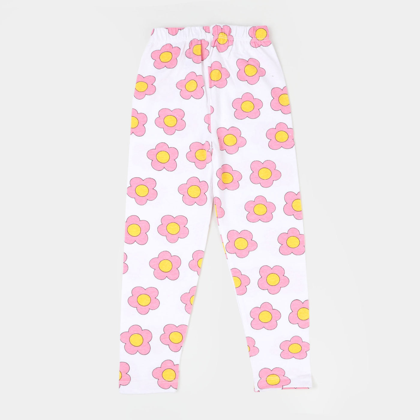 Girls Tights Pink Flowers - White