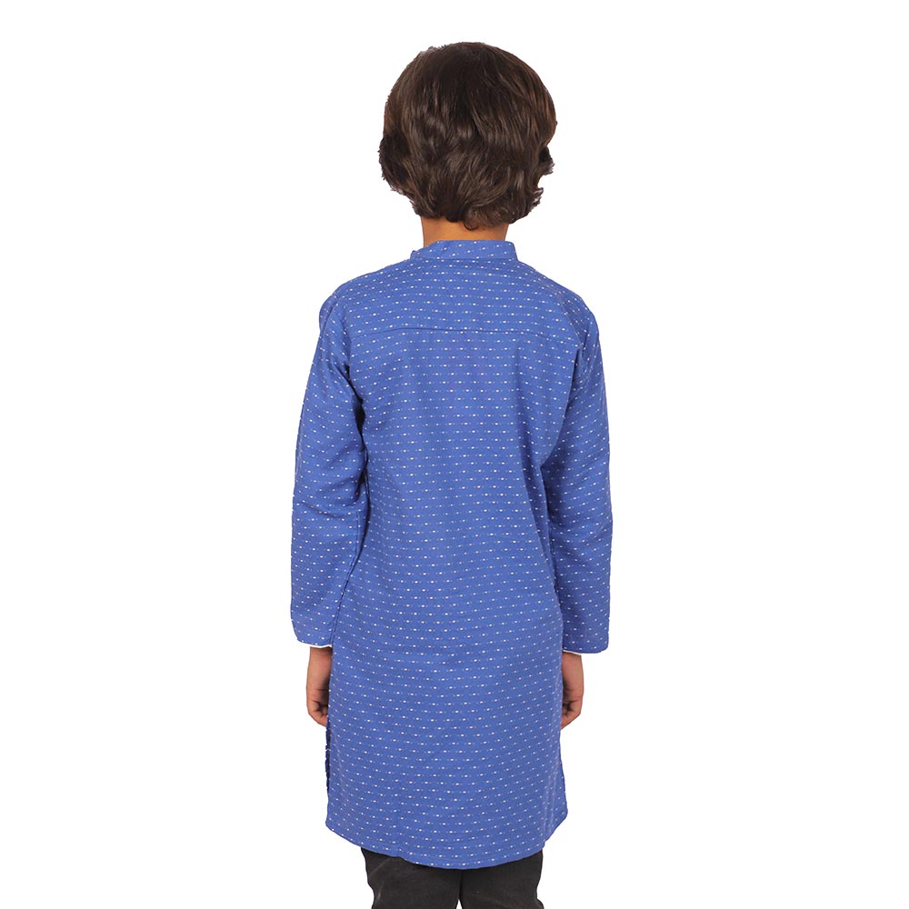 Boys Kurta White Dots - Blue