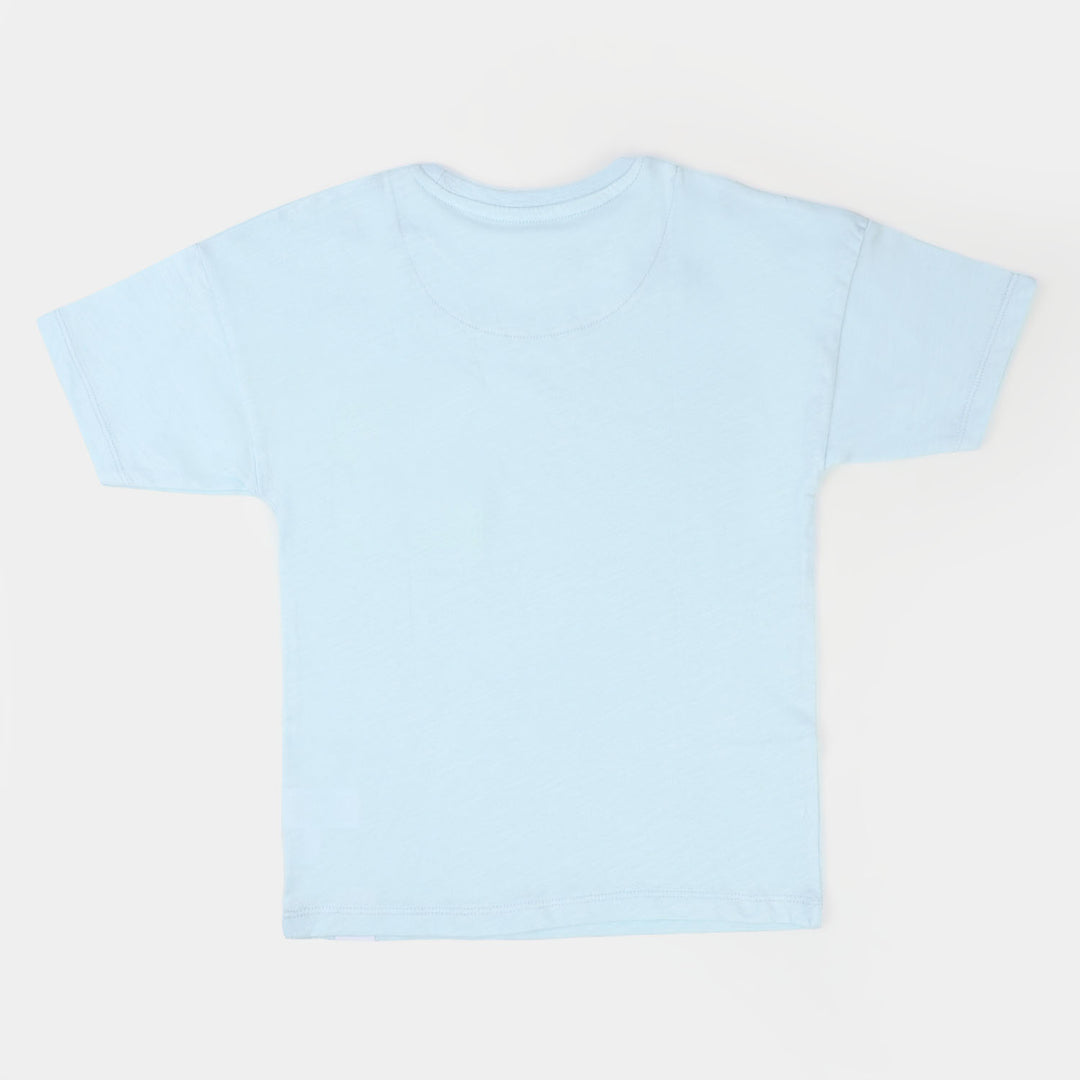 Girls Cotton T-Shirt Flower - Sky Blue