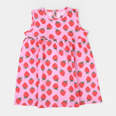 Infant Girls Knitted Frock Strawberry - Light pink