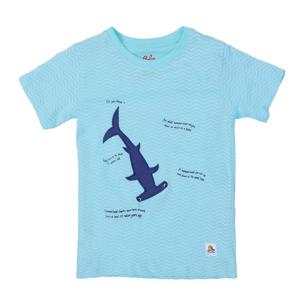 Boys T-Shirt H/S Wavy Fish - Sky Blue