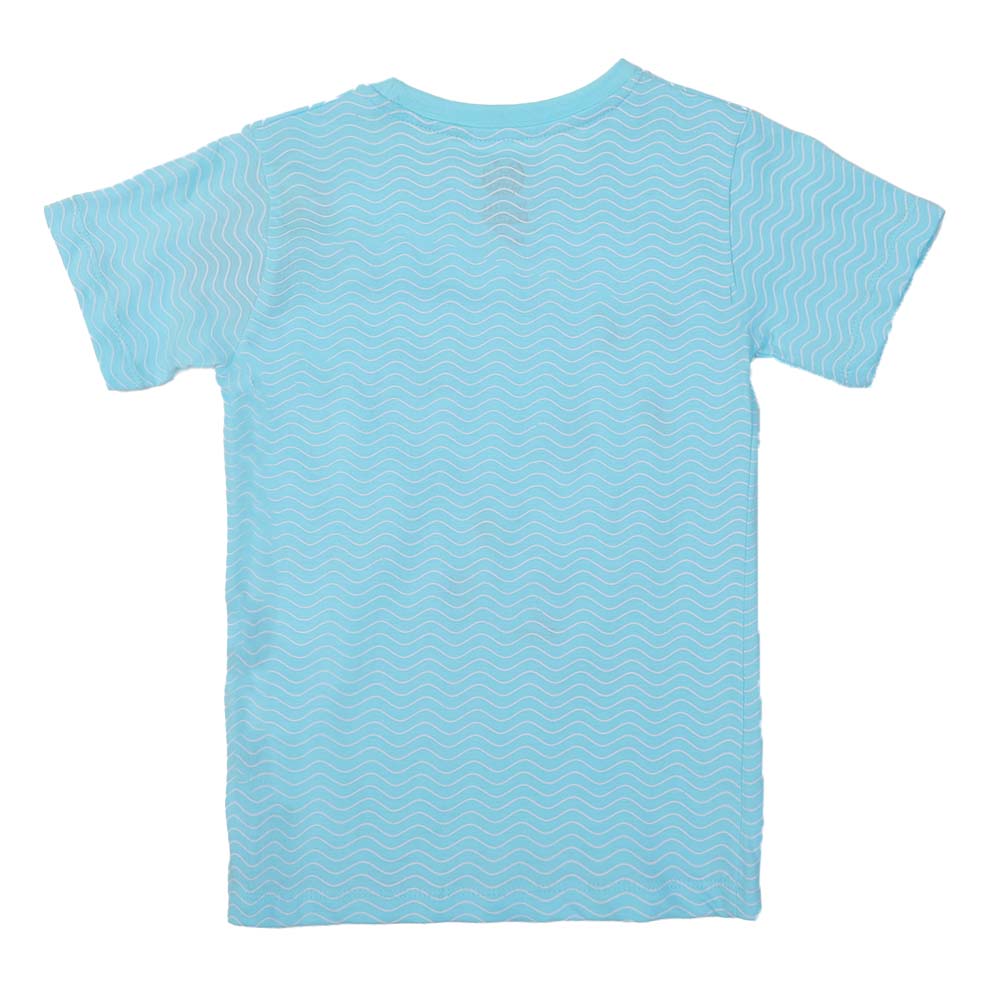 Boys T-Shirt H/S Wavy Fish - Sky Blue