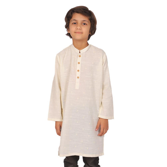 Boys Printed Kurta Victoria-Off White