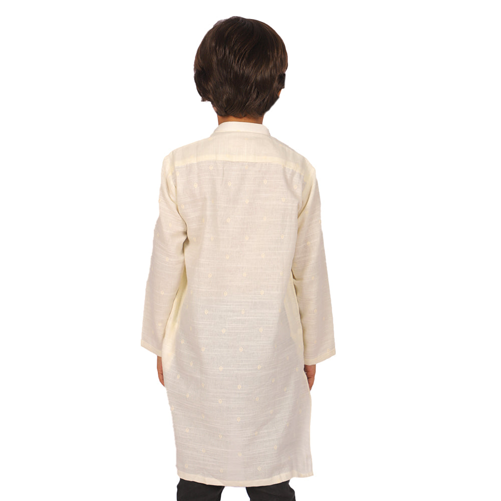 Boys Printed Kurta Victoria-Off White