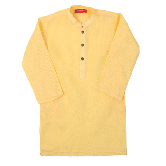 Boys Basic Kurta Burn Out - Yellow