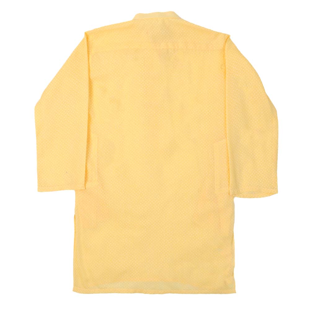 Boys Basic Kurta Burn Out - Yellow