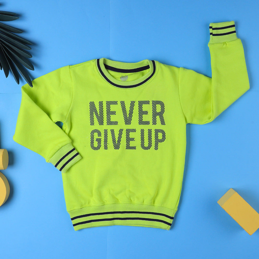 Never Give Up Sweatshirt For Boys - Neon Green