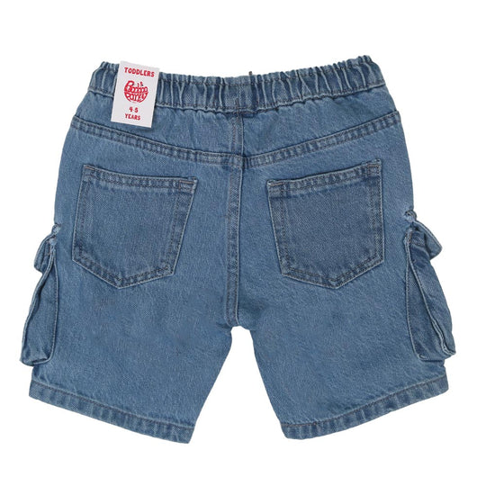 Boys Short Denim Cargo - Ice Blue