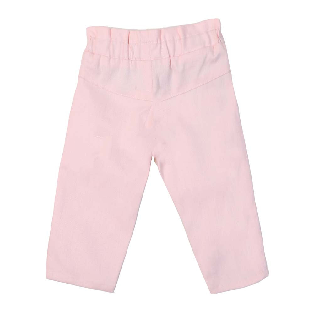 Infant Girls Cotton Pant Catty Pkt Emb - Pink