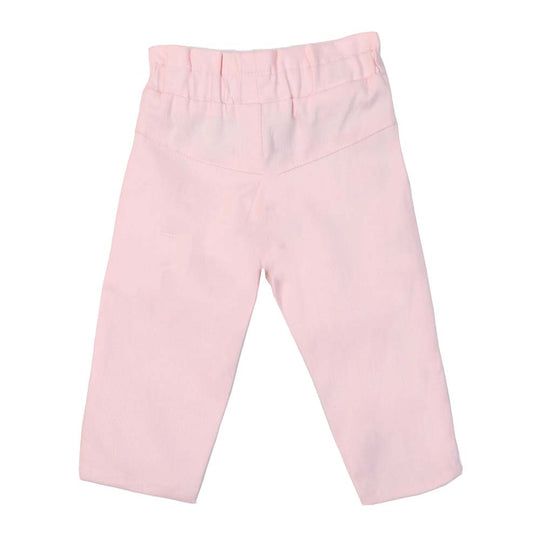 Infant Girls Cotton Pant Catty Pkt Emb - Pink