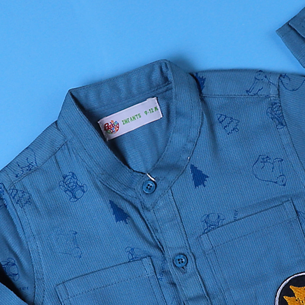 Little Adventure Casual Shirt For Boys - Blue