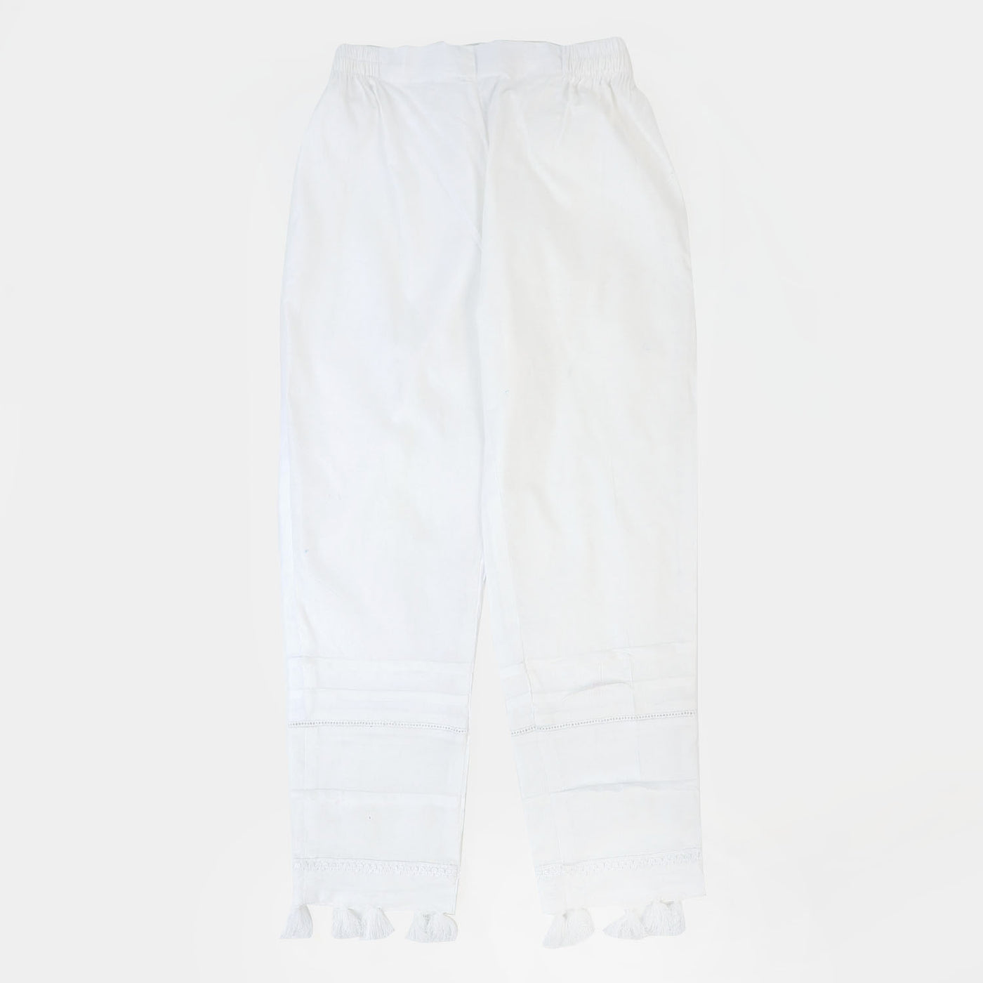 Girls Cotton Straight Pant- White