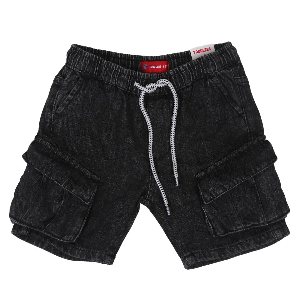 Boys Shorts Denim Cargo Shorts - Black