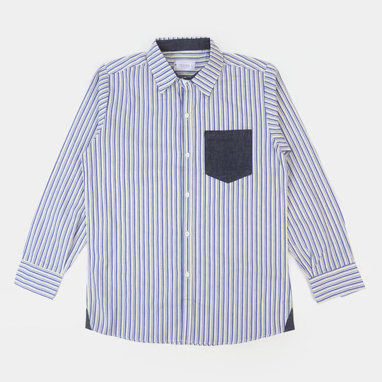 Teens Boys Casual Shirt  Striper - Blue