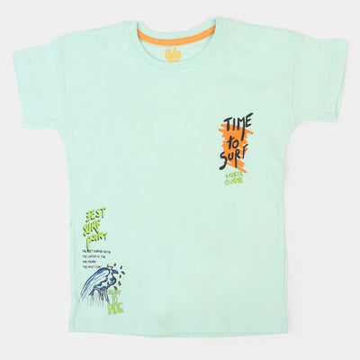 Boys Cotton T-Shirt Surf - Sea Green