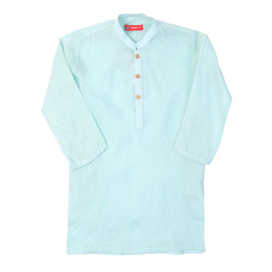 Boys Basic Kurta Burn Out - Aqua