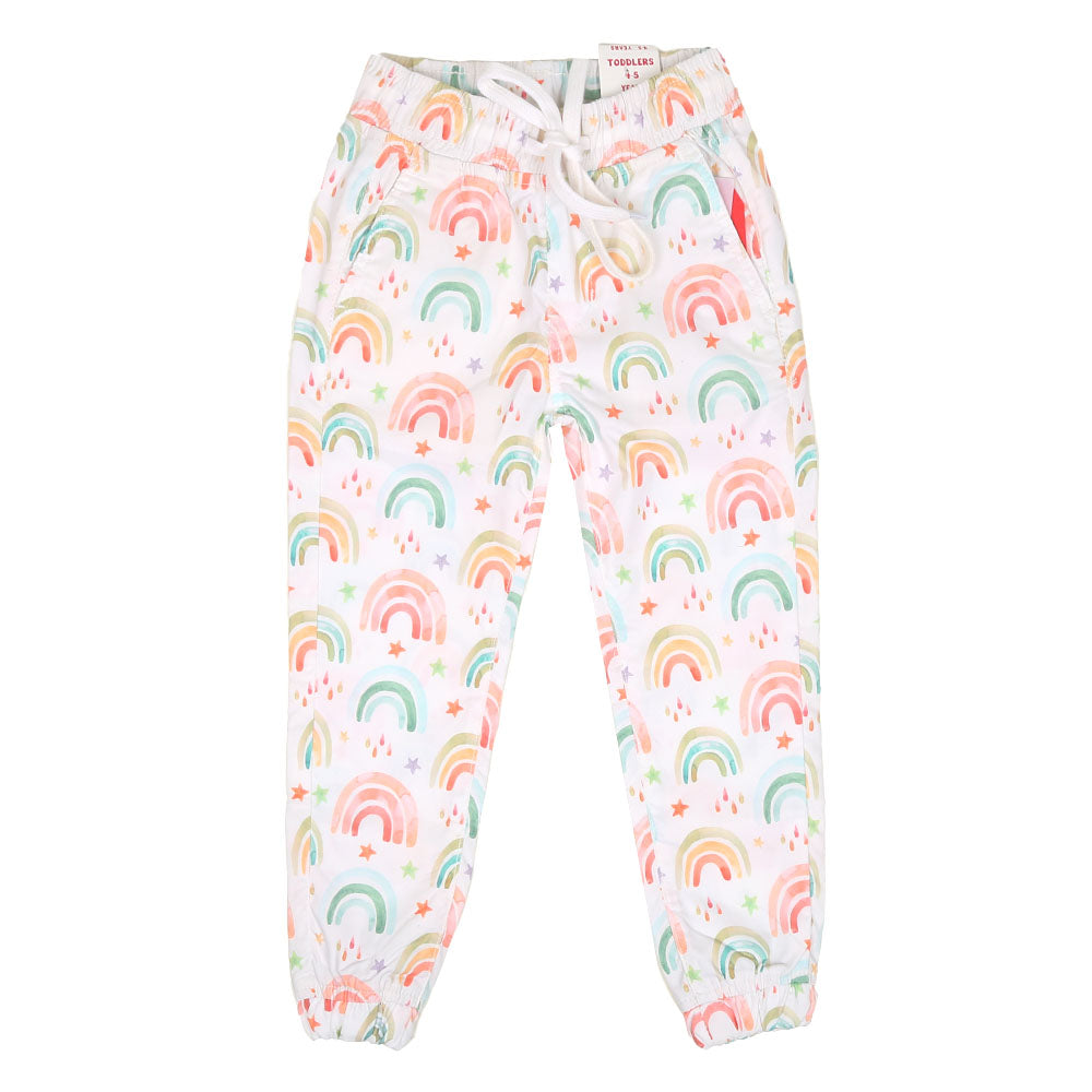 Girls Jegging Cotton Rainbow-White