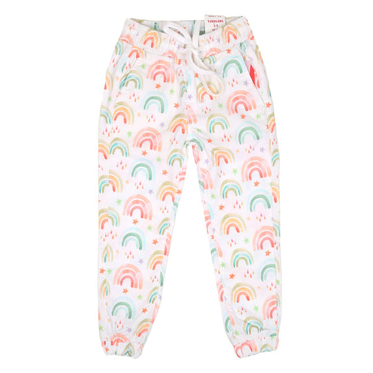 Girls Jegging Cotton Rainbow-White