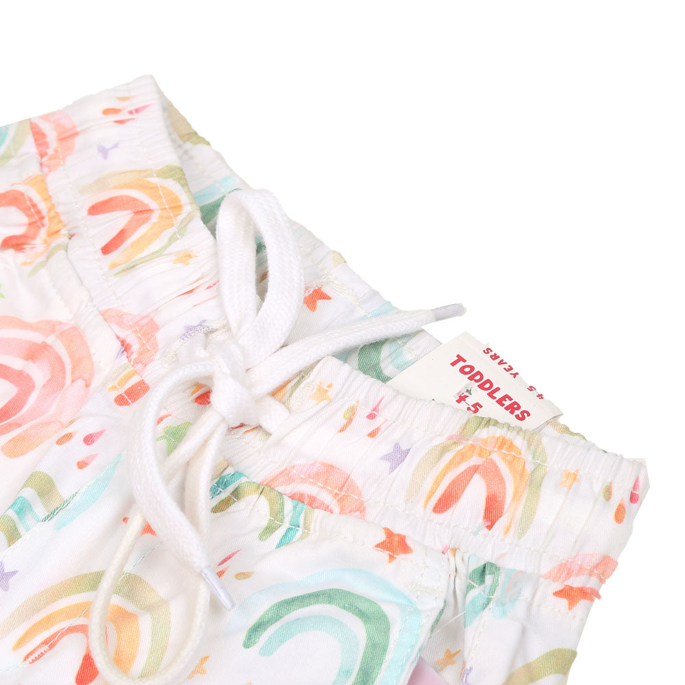 Girls Jegging Cotton Rainbow-White