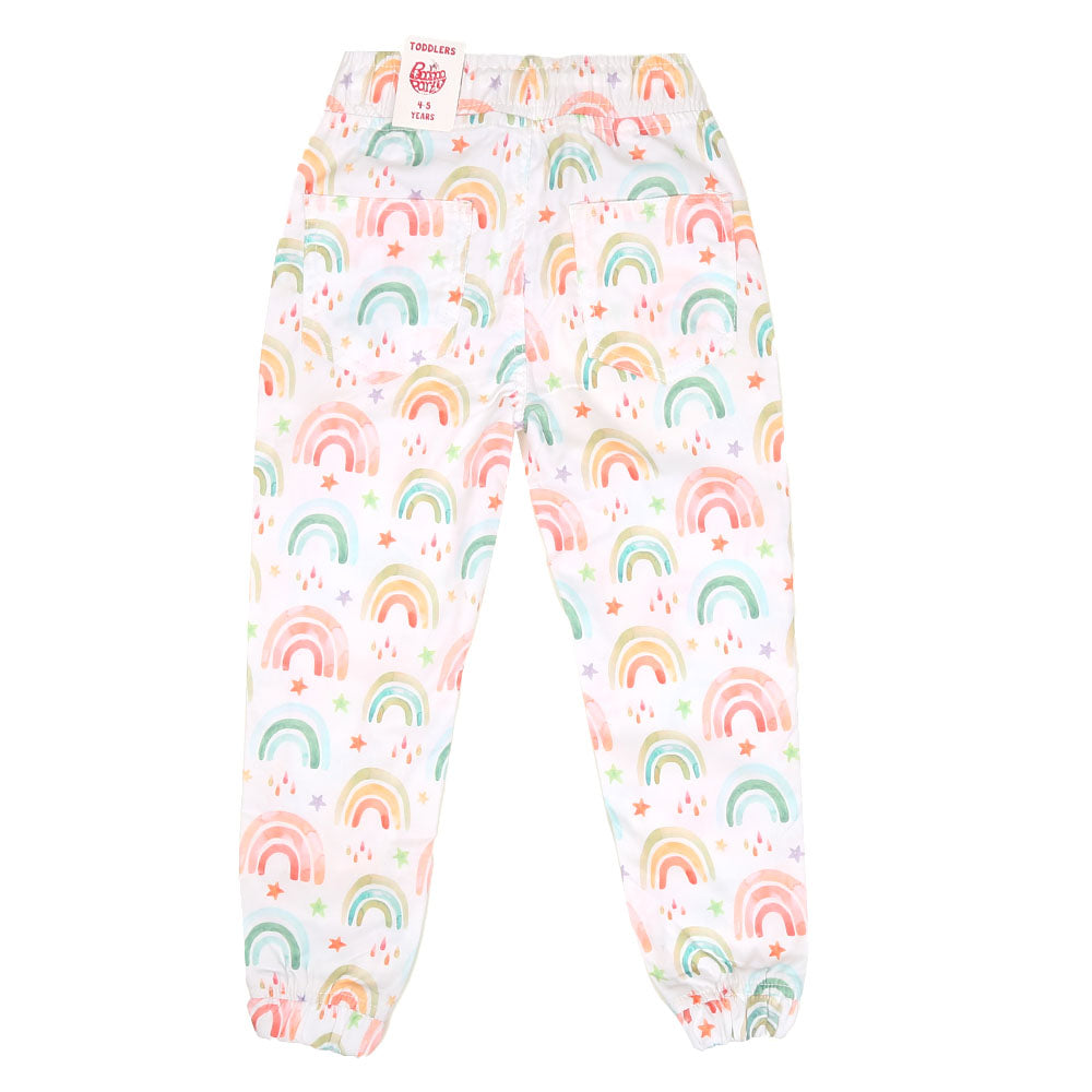 Girls Jegging Cotton Rainbow-White