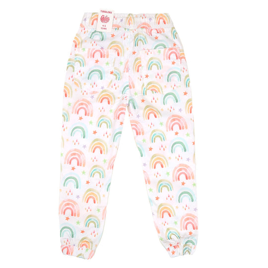 Girls Jegging Cotton Rainbow-White