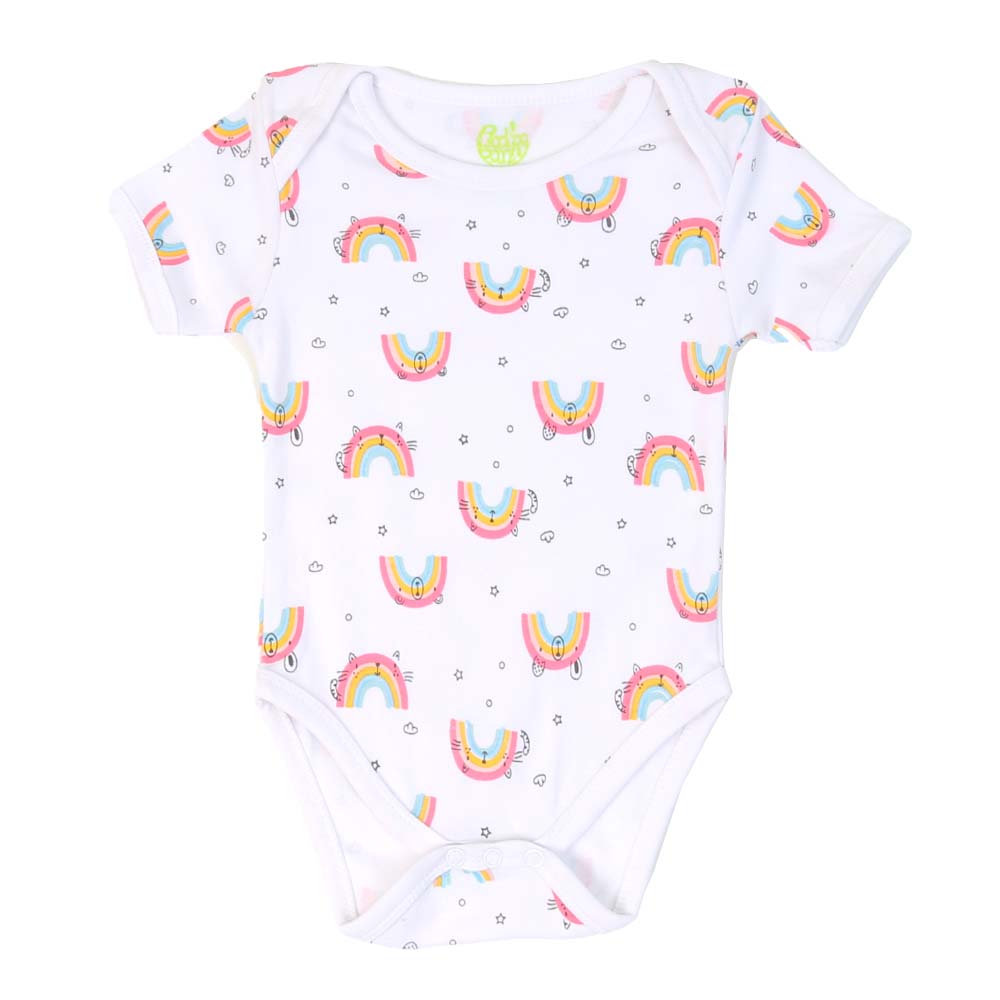 Unisex Romper Rainbow - White