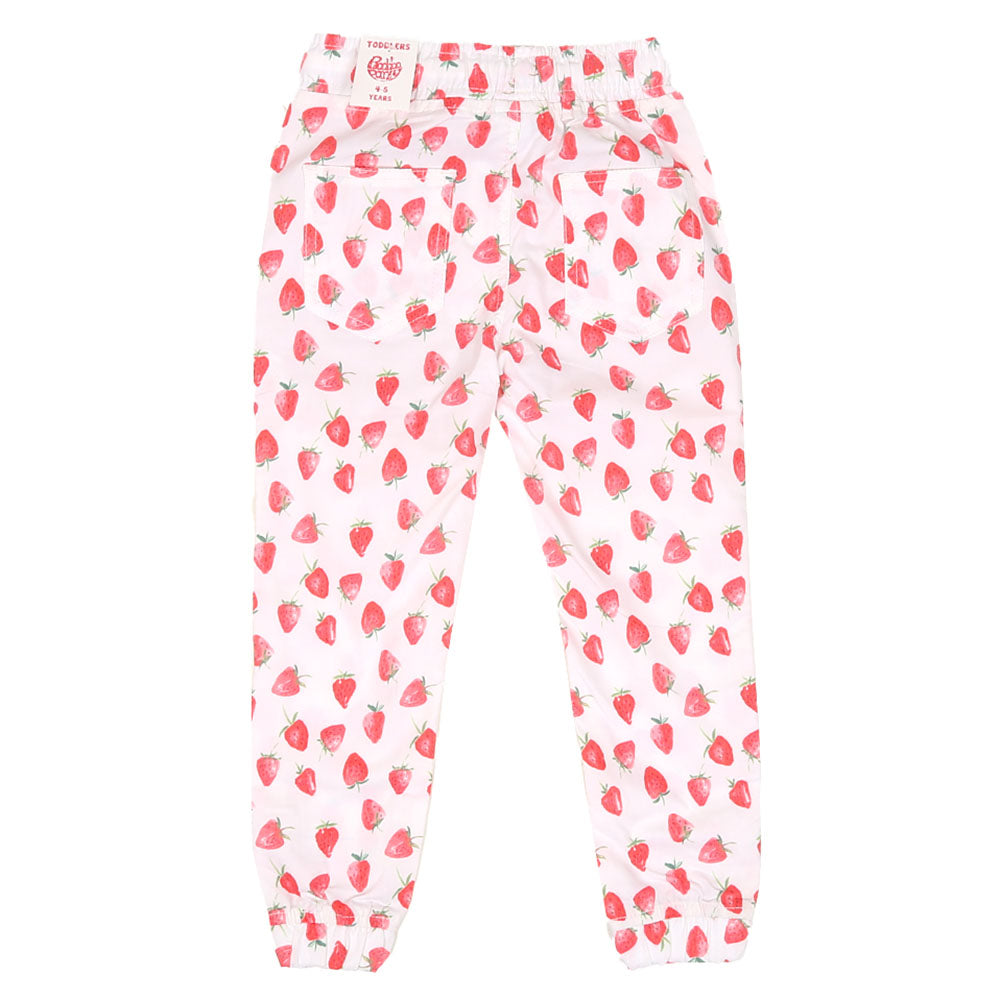 Girls Jegging Cotton Small Strawberry-White