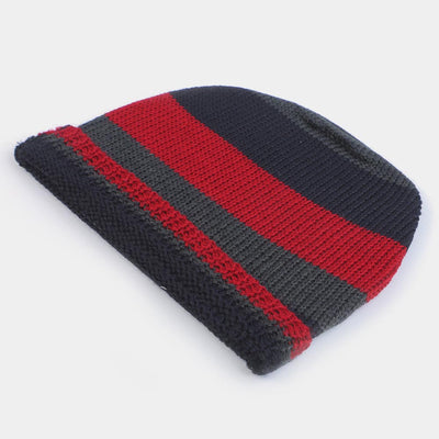 Baby Woolen Round Cap New Set - Black And Red