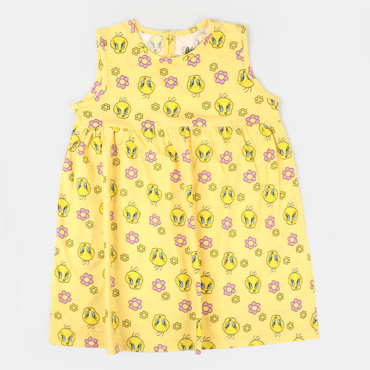 Girls Knitted Frock Character- Yellow