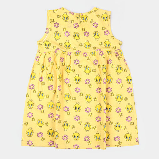 Girls Knitted Frock Character- Yellow