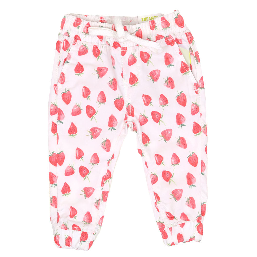 Infant Girls Jagging Cotton Small Strawberry-White