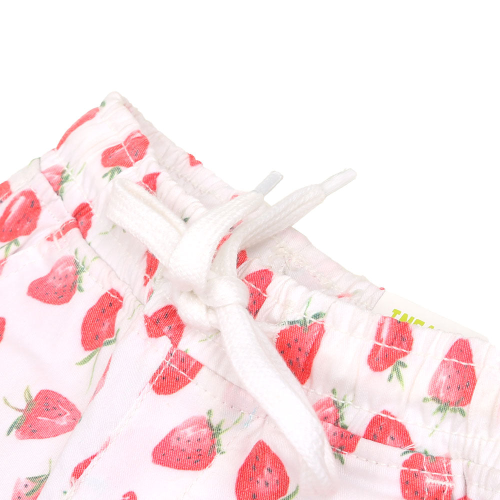 Infant Girls Jagging Cotton Small Strawberry-White