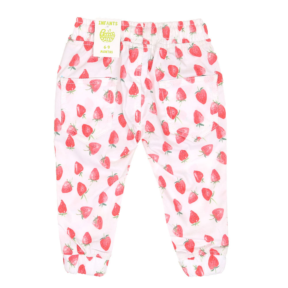 Infant Girls Jagging Cotton Small Strawberry-White