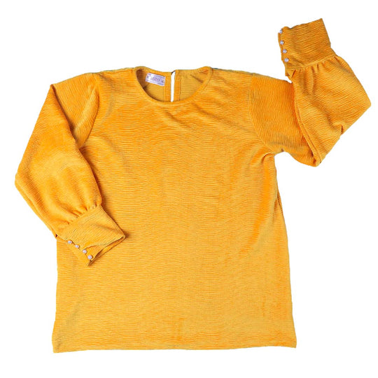 Crushed Velvet Top For Girls - Yellow