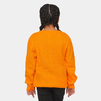 Girls Sweater Cabling Bind - Mustard