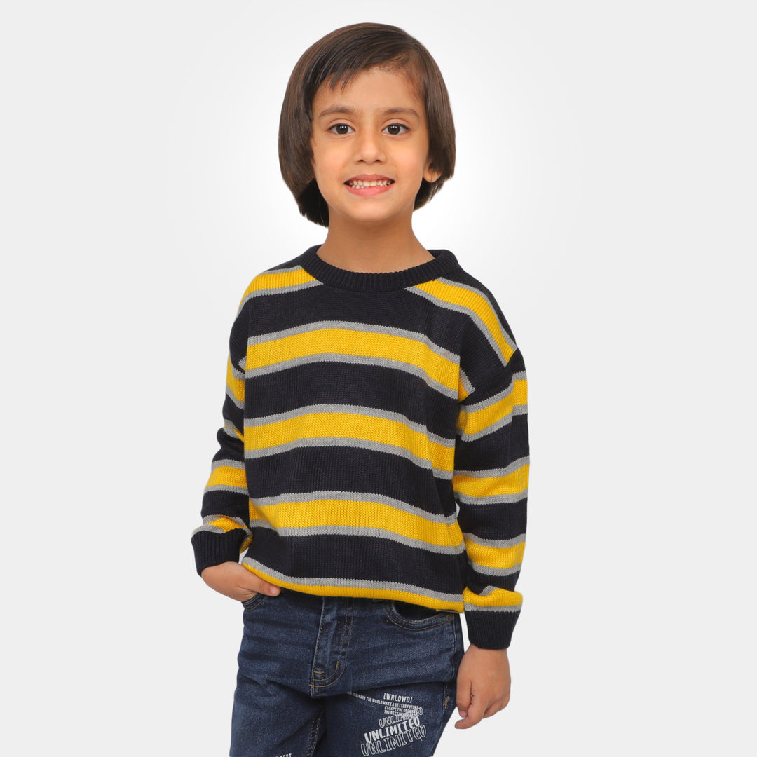 Boys Sweater Thick Stripe - Yellow & Black