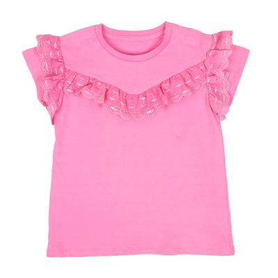 Girls T-Shirt Lace - Pink