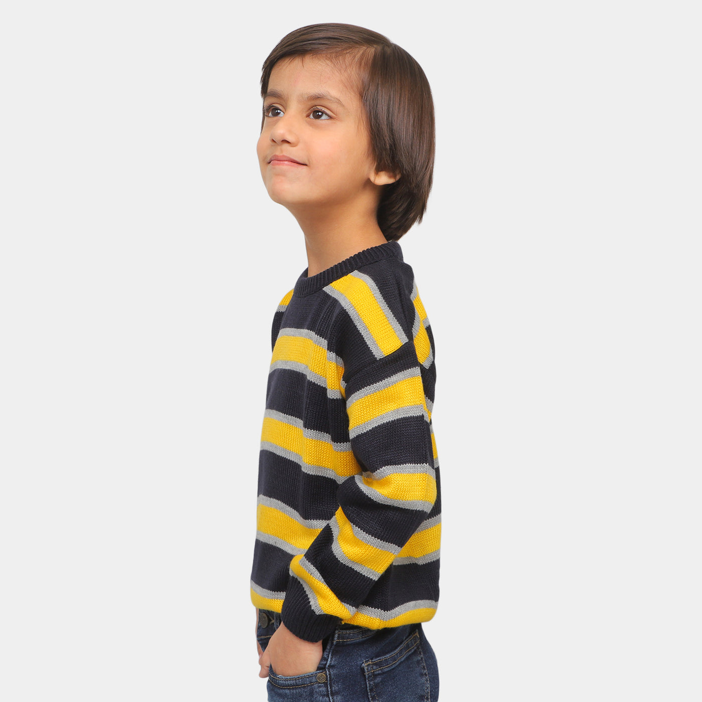 Boys Sweater Thick Stripe - Yellow & Black